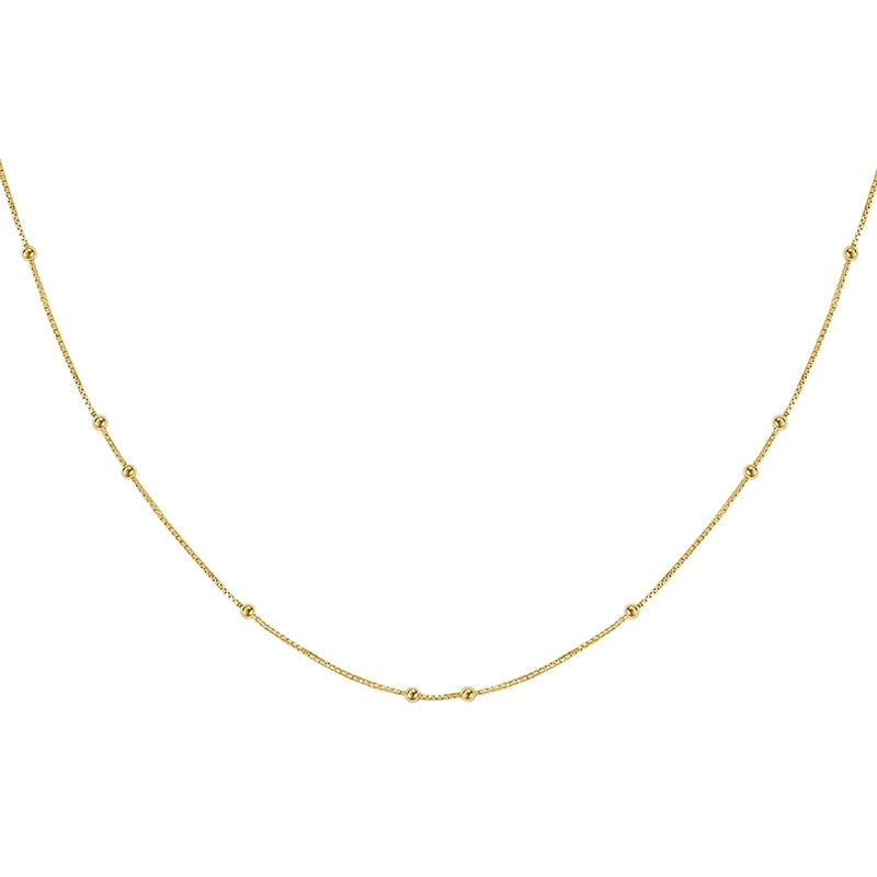 Freja halskæde i 18 karat forgyldt sølv fra MerlePerle med slank venezia kæde og små kugler, 41+3 cm.